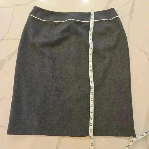 Amanda Smith 100% Wool Knee Length Skirt Gray Ivory Womens Size 12 - Picture 7 of 7